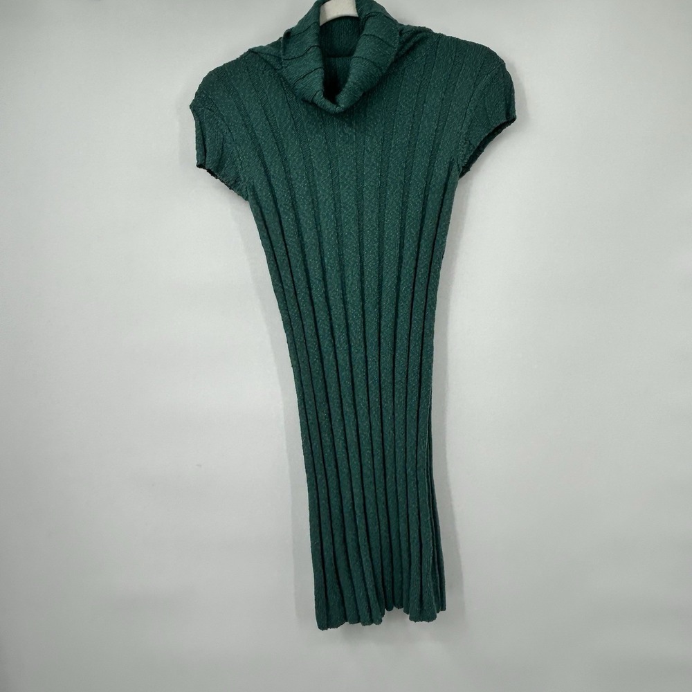 Free People Beach Ribbed Sweater Dress XS North Sea Green Cowl Neck Mini